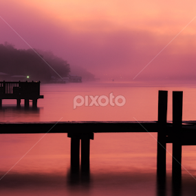 Strange Foggy Sunset by Mark Smith - Landscapes Sunsets & Sunrises