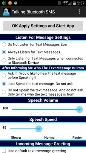 Talking Bluetooth SMS