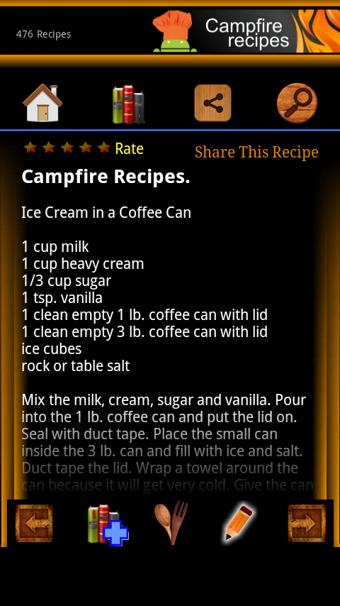 Campfire Recipes - Notes Vers. Screen 2