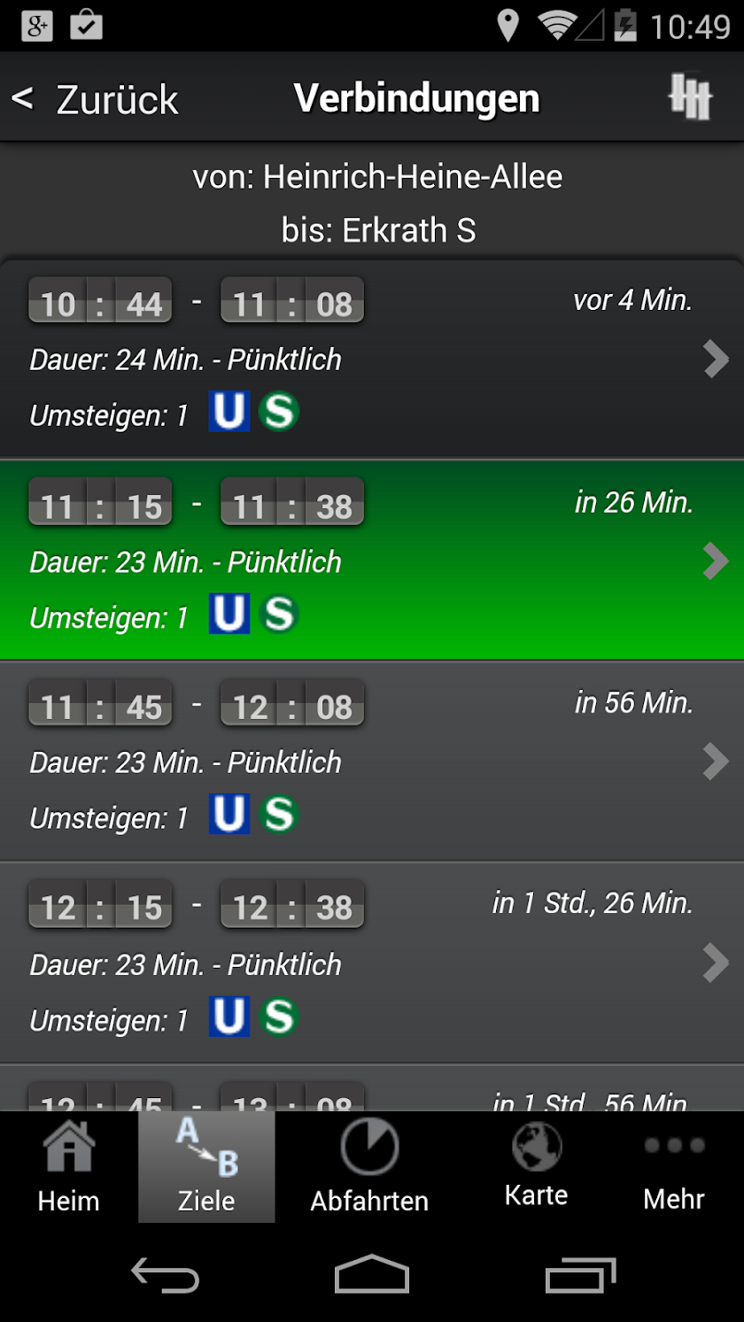 A+ Düsseldorf Journey Planner Screen 3