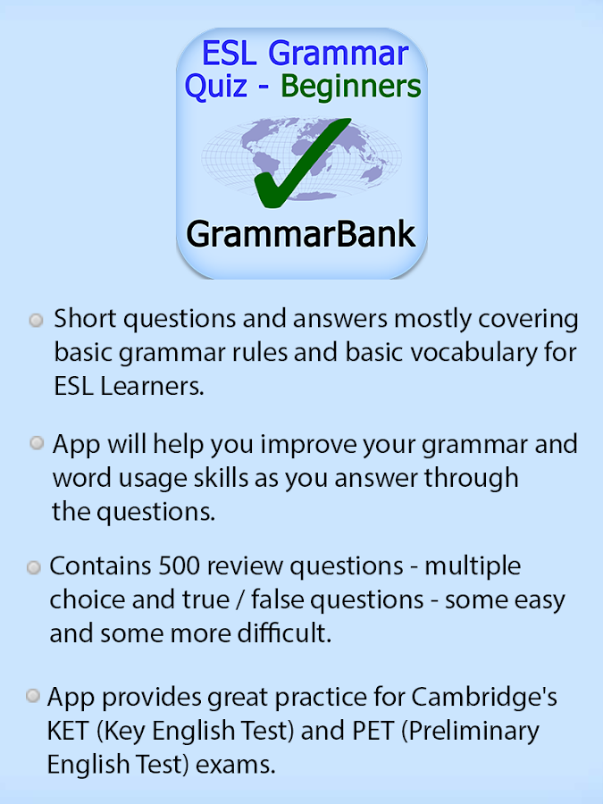 english test cambridge demo Google Quiz  Apps  ESL   on Grammar Beginners Play Android