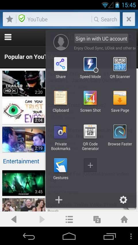 QR Code Generator - UC Browser Screen 2