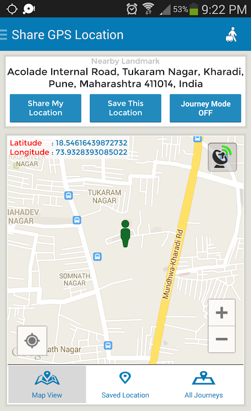Android application Share GPS Location PRO screenshort