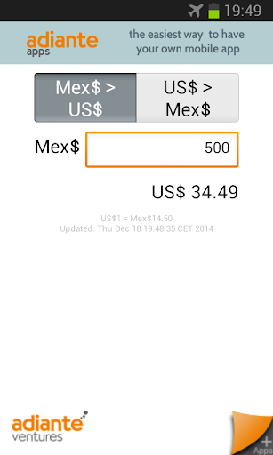 US Dollar to Mexican Peso