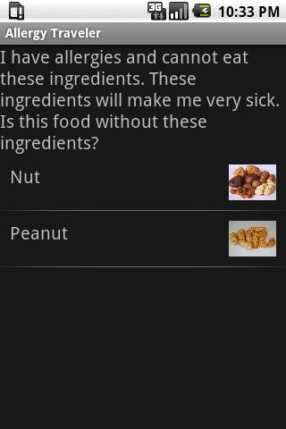 Allergy Traveler Language Pack Screen 1