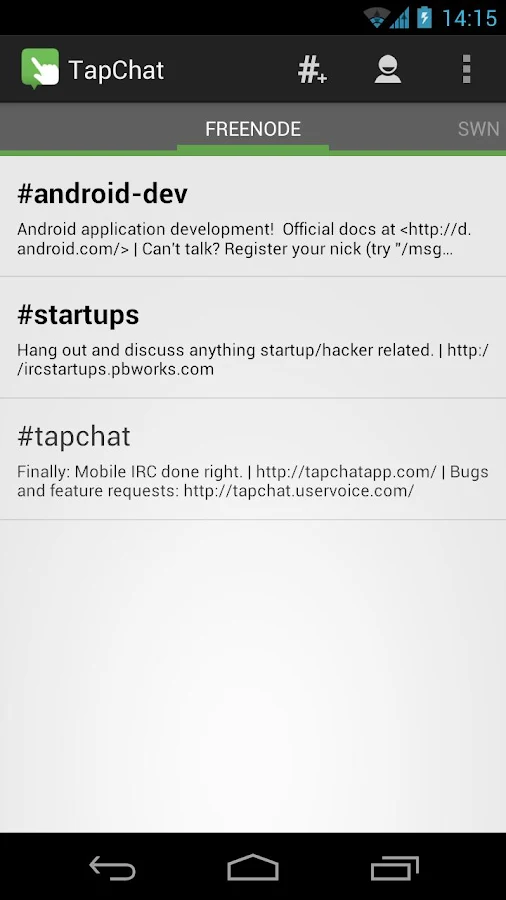 TapChat IRC Client - screenshot