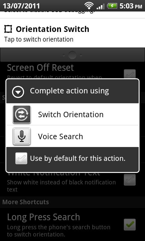 Android application Orientation Control screenshort