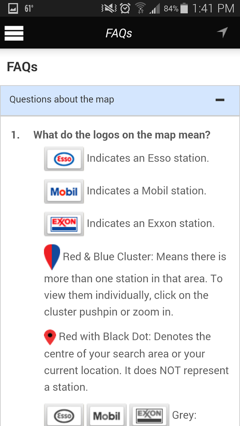 Esso Fuel Finder Screen 2
