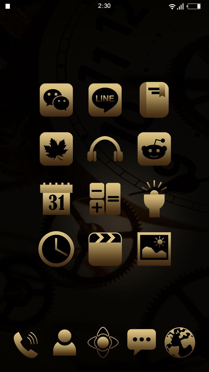 BlackGold Theme -Icon Pack, HD Screen 2