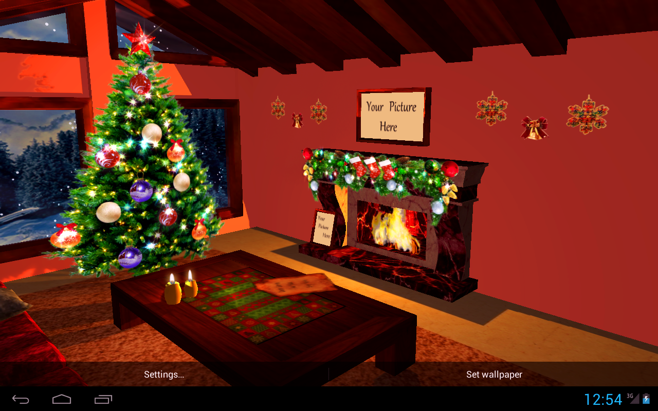 3D Christmas Fireplace HD Live Wallpaper Full Apl Android Di