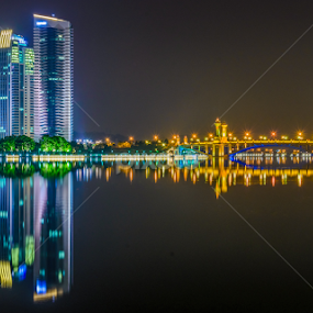 Pullman Putrajaya Lakeside view at night. by Waily Harem - Buildings & Architecture Office Buildings & Hotels
