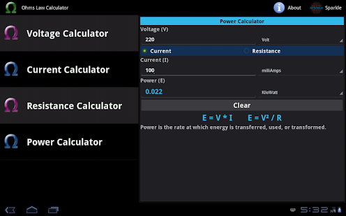 Ohms Law Calculator Tablet Screenshots 6