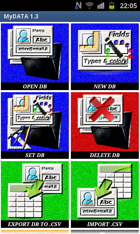 Android application My DATA - DATABASES - EXCEL QR screenshort