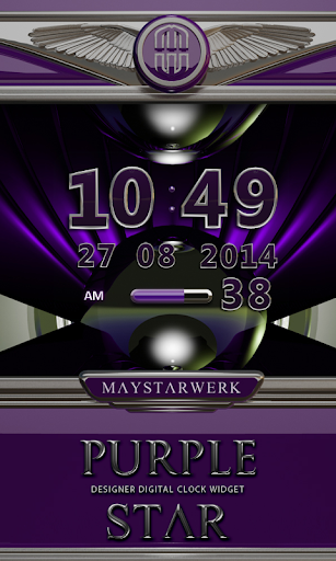 Digi Clock Widget Purple Star