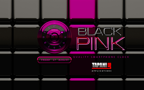 Black Pink clock widget analog Screenshots 0