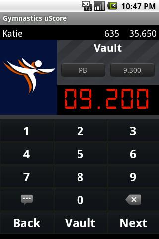 Gymnastics Meet uScore Screen 2