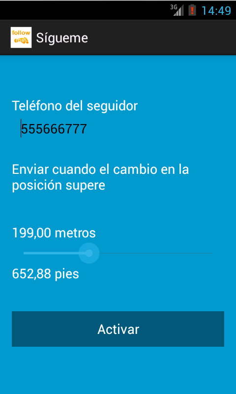 Android application Follow me screenshort