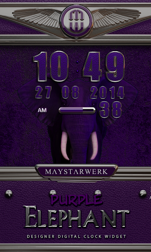 Clock Widget Purple Elephant