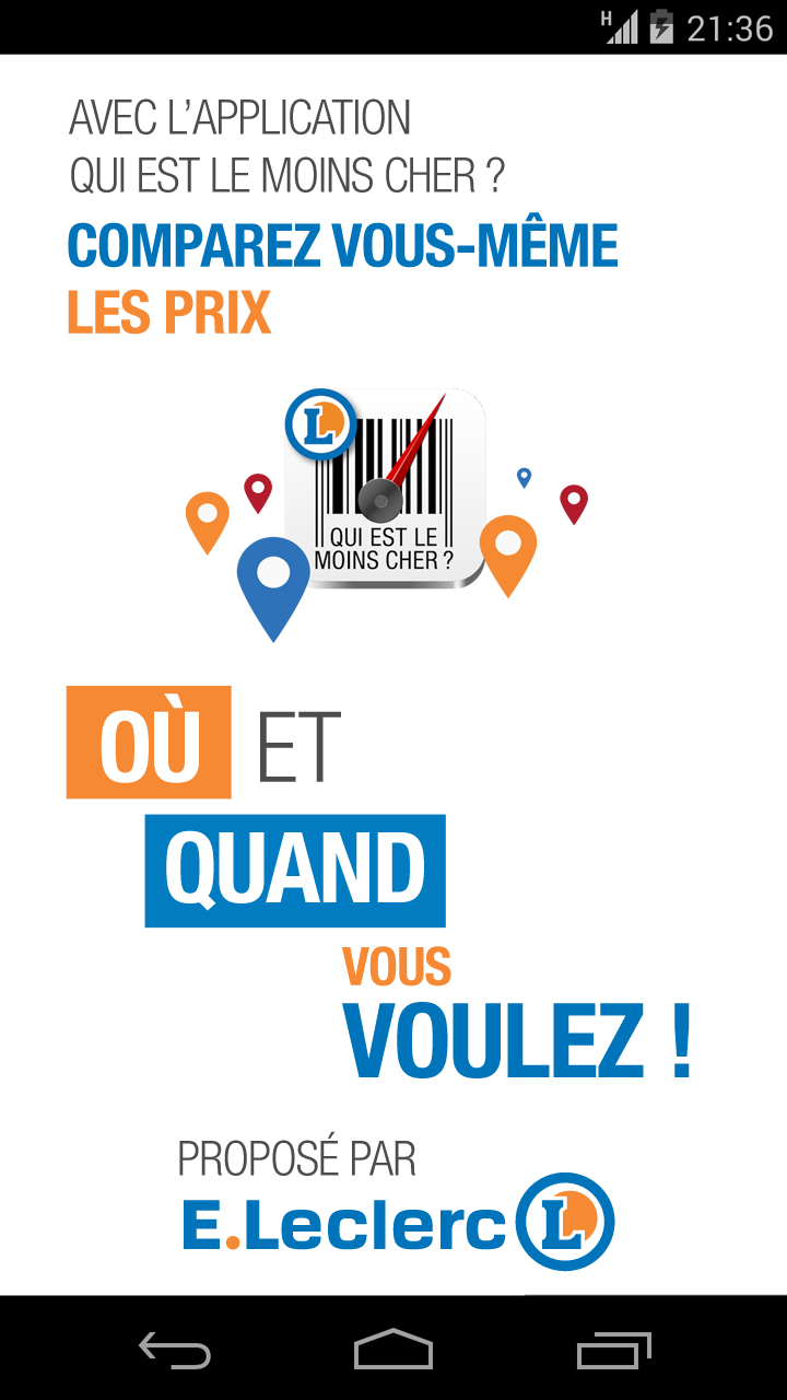 Android application QUI EST LE MOINS CHER ? screenshort