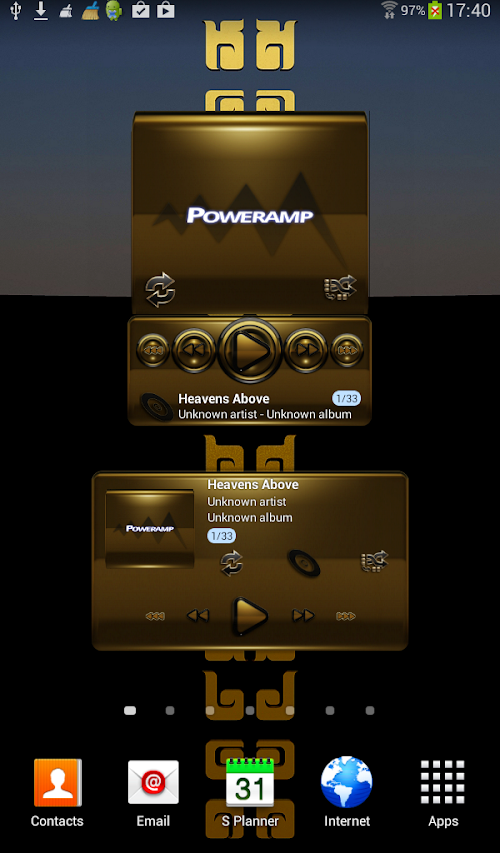 Android application Poweramp widgetpack BLACK GOLD screenshort