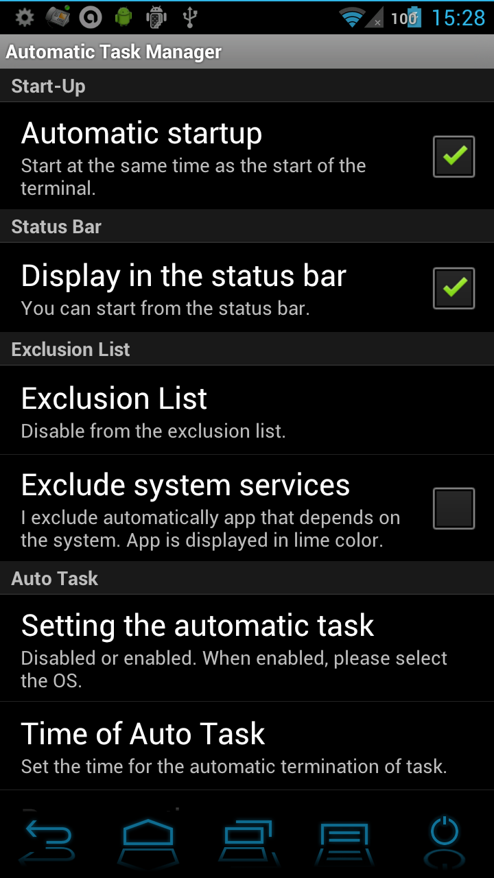 Automatic Task Killer Manager Screen 2
