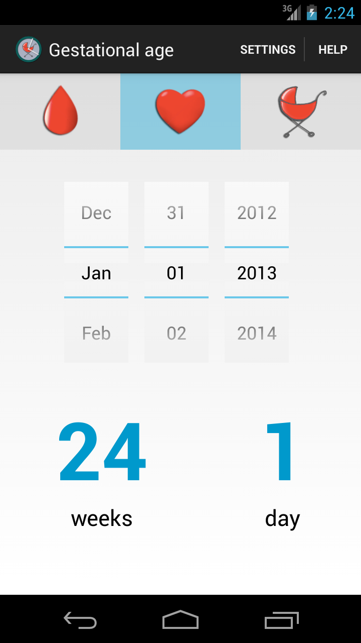 Android application Gestational age screenshort