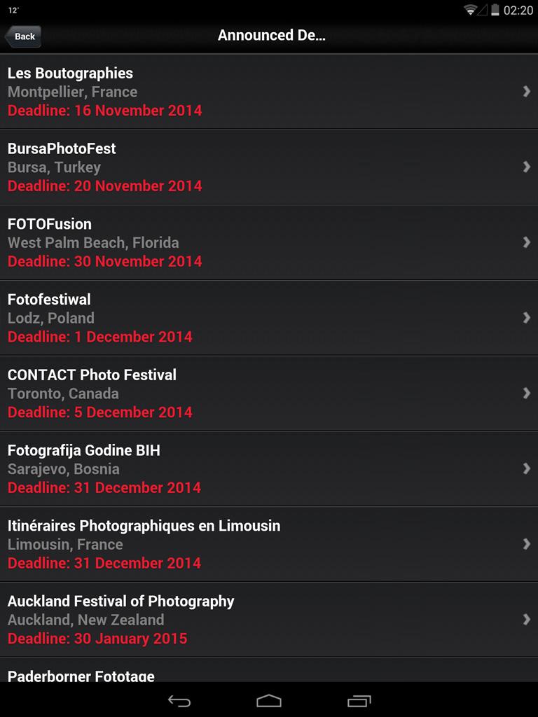 Photography Festival Finder Screen 2