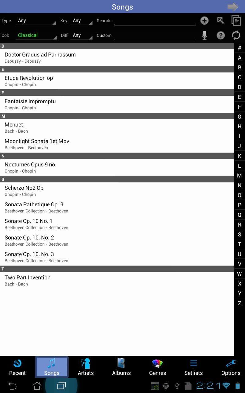 Android application MobileSheets Music Reader screenshort