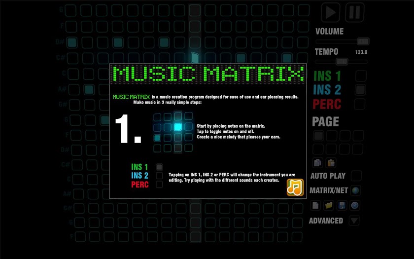 Music Matrix Screen 1
