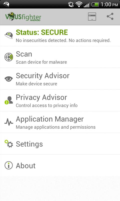 VIRUSfighter Antivirus PRO Screen 2