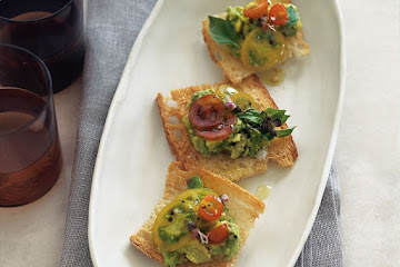Avocado, Basil and Tomato Crostini