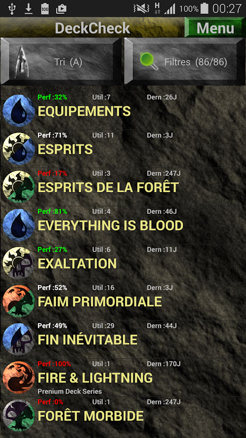 Android application DeckCheck pour Magic (MTG) screenshort