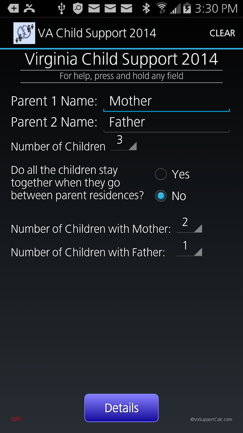 Virginia Child Support 2014 Screen 2