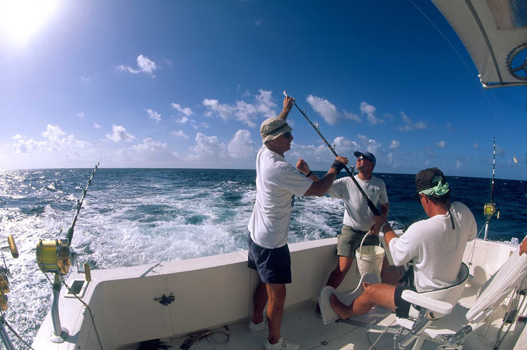 Deep sea fishing off St. Thomas in the US Virgin Islands.