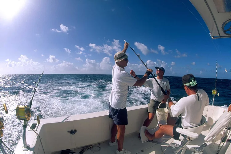 Deep sea fishing off St. Thomas in the US Virgin Islands.
