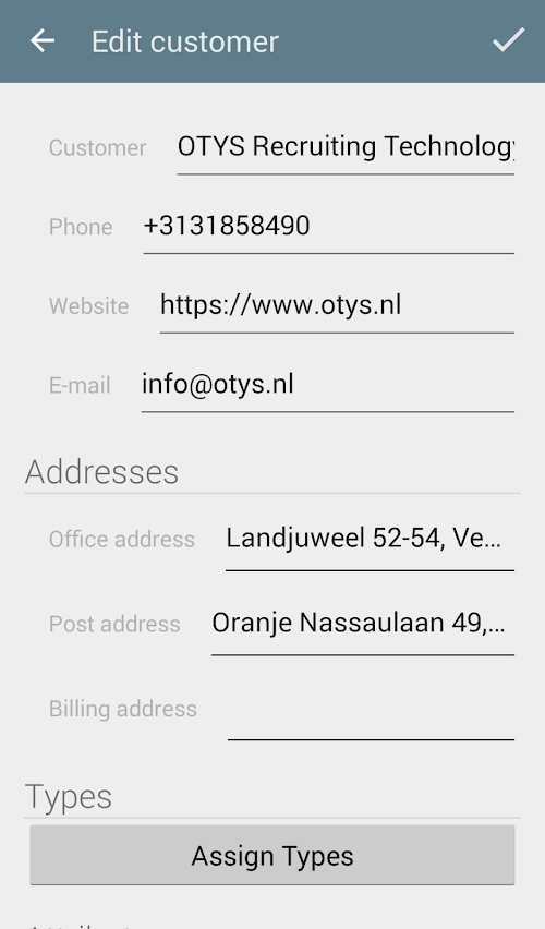 Android application OTYS CRM app screenshort