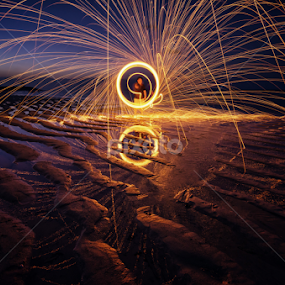 Steel Wool on the Beach by Eggy Sayoga - Abstract Light Painting