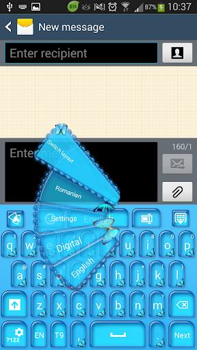 GO Keyboard Blue Butterfly