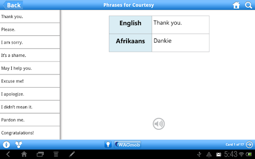 Learn Afrikaans by WAGmob Screenshots 1