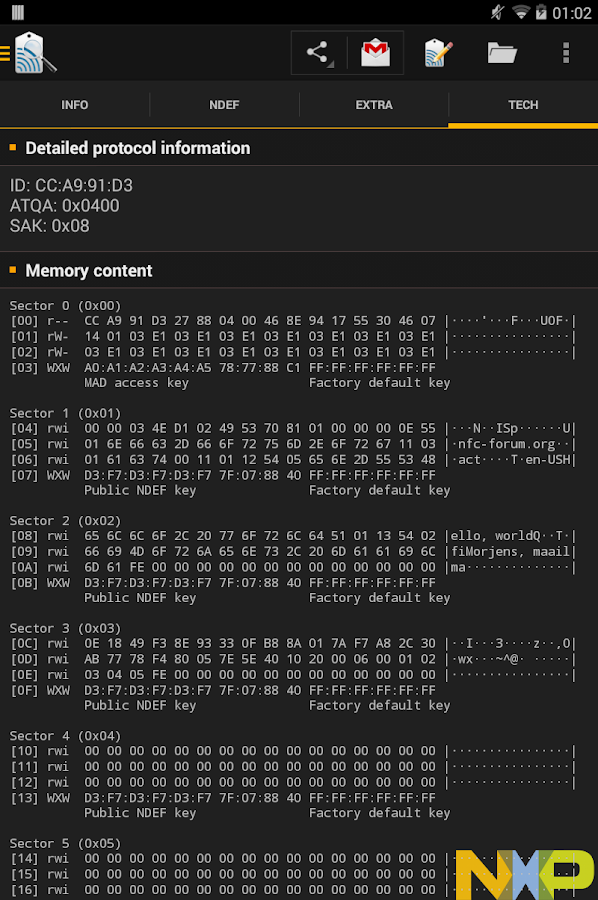    NFC TagInfo by NXP- screenshot  