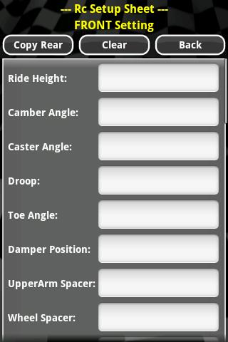 Rc Car Setup Sheet Screen 3