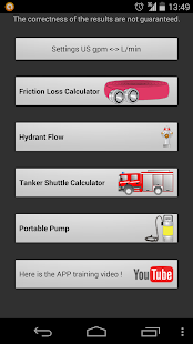 Android application FireFighter CalcTool screenshot