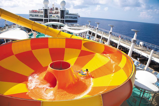 Norwegian-Epic-AquaPark-Epic-Plunge - One of the highlights of Norwegian Epic's Aqua Park is the Epic Plunge, a giant bowl slide measuring 200 feet.