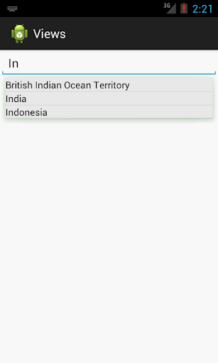 AutoCompleteTextView Example