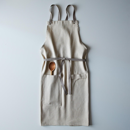 Cross-Back Linen Kitchen Apron with Slate Ties on Food52