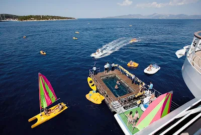 Get wet and have fun on your Seabourn cruise's Marina. Whether it's sailing, scooting around in a paddleboat or swimming at the pool, these activities are complimentary.