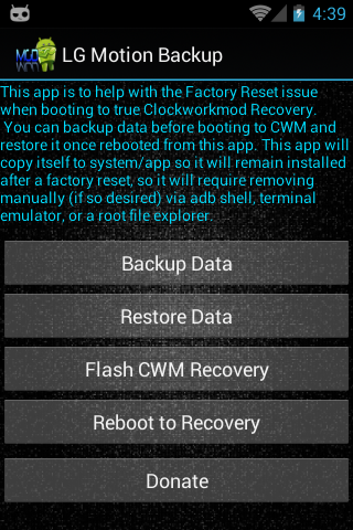 LG Motion Backup CM10 Edition