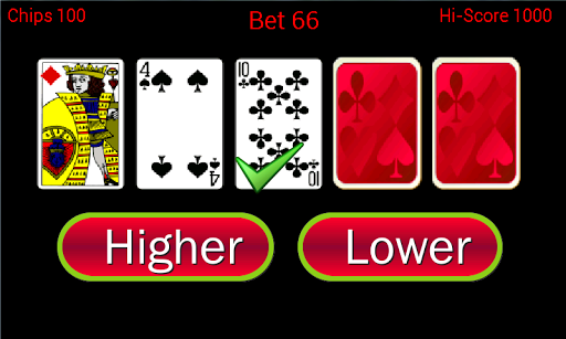 Higher or Lower card game