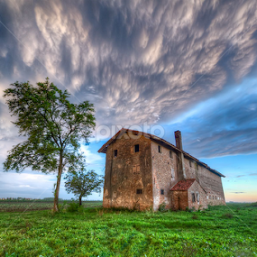 Musile Di Piave - Old House - Blustery Sky by Fa Ve - Landscapes Cloud Formations