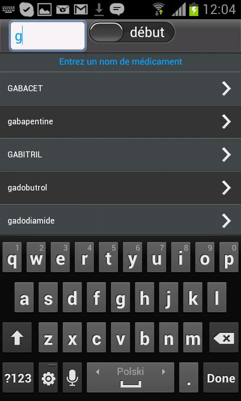 Android application Dictionnaire du Médicament screenshort